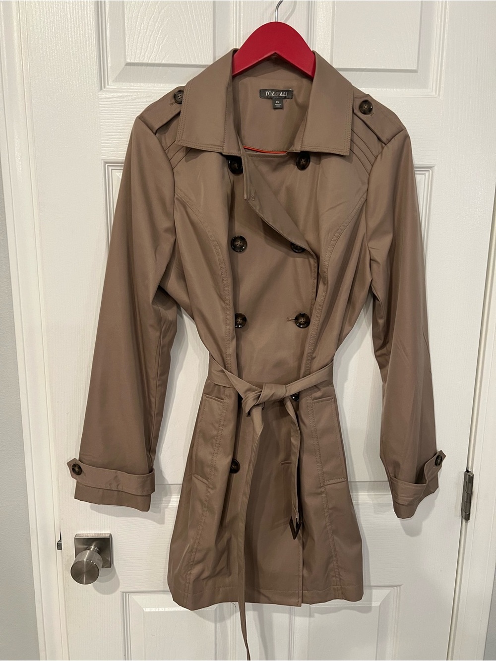 Roz & Ali Taupe Trench Coat with Belt